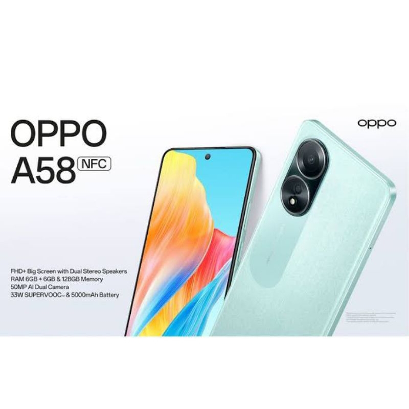 Oppo A58 (NFC) Ram 6+6/128gb - Ram 8+8/128gb Garansi Resmi Oppo