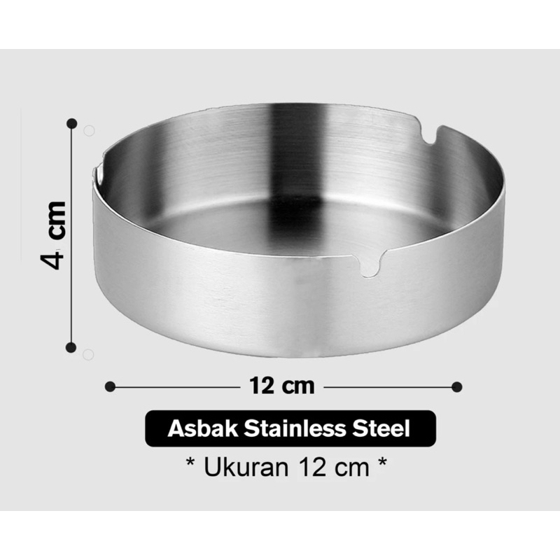 Asbak Rokok Stainless Steel Bulat Tebal Asbak Rokok Bulat - 12 CM