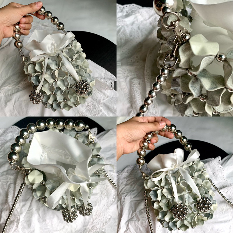 Hot Deals Beaded Bag Bucket Warna Silver Berbagai Ukuran