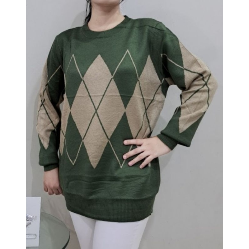 Yamano Casual Unisex Sweater Knit - Atasan Sweater Rajut Jumbo Lengan Panjang