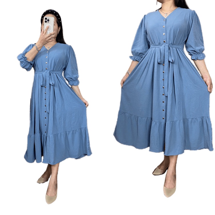 Terbatas Felin Midi Dress Crinkle Airflow Premium Import
