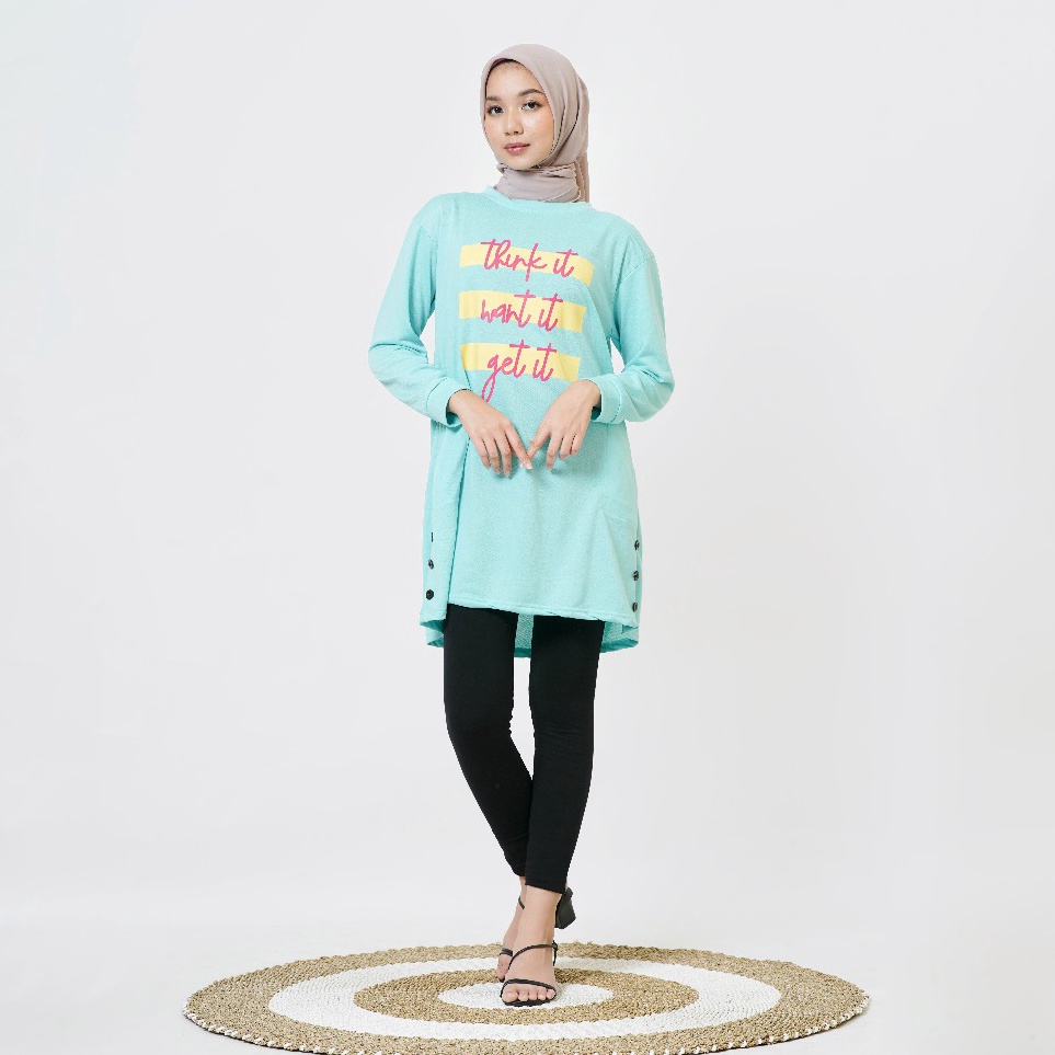 JF Tunik Wanita Lengan Panjang Baju Tunik Kaos Wanita Terbaru THINK IT