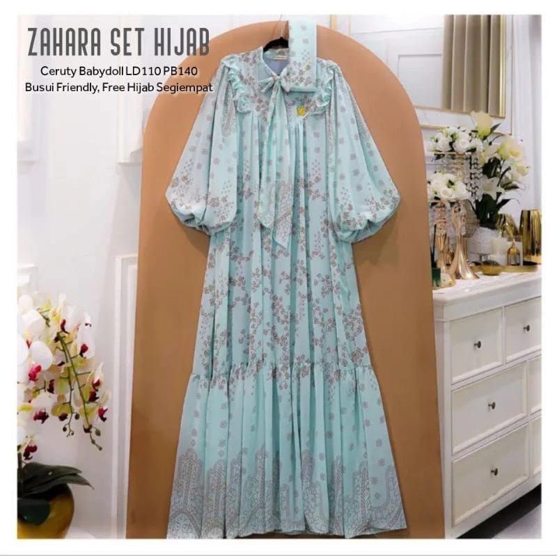 Gamis ZAHARA SET HIJAB 3in1 Gamis plus hijab