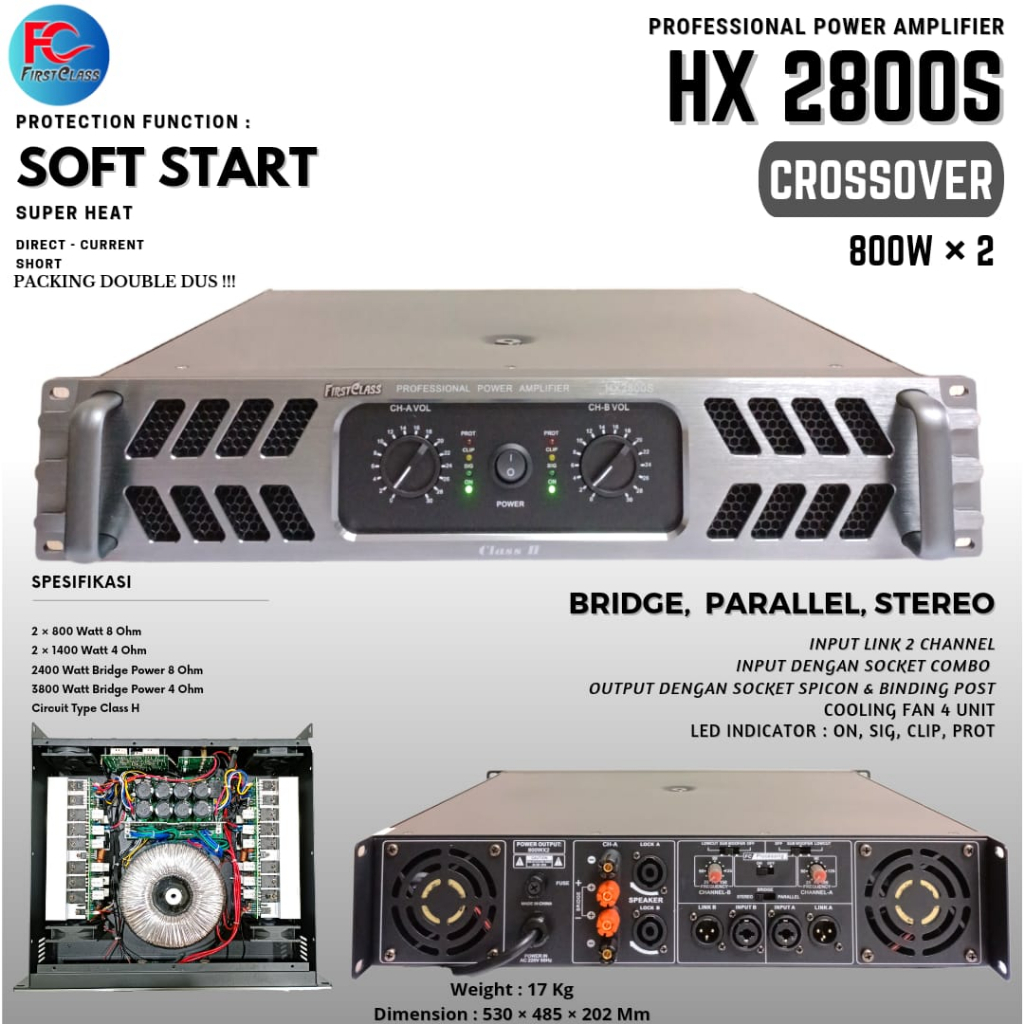 Power Amplifier HX 2800S Firstclass kelas H | Power Amply