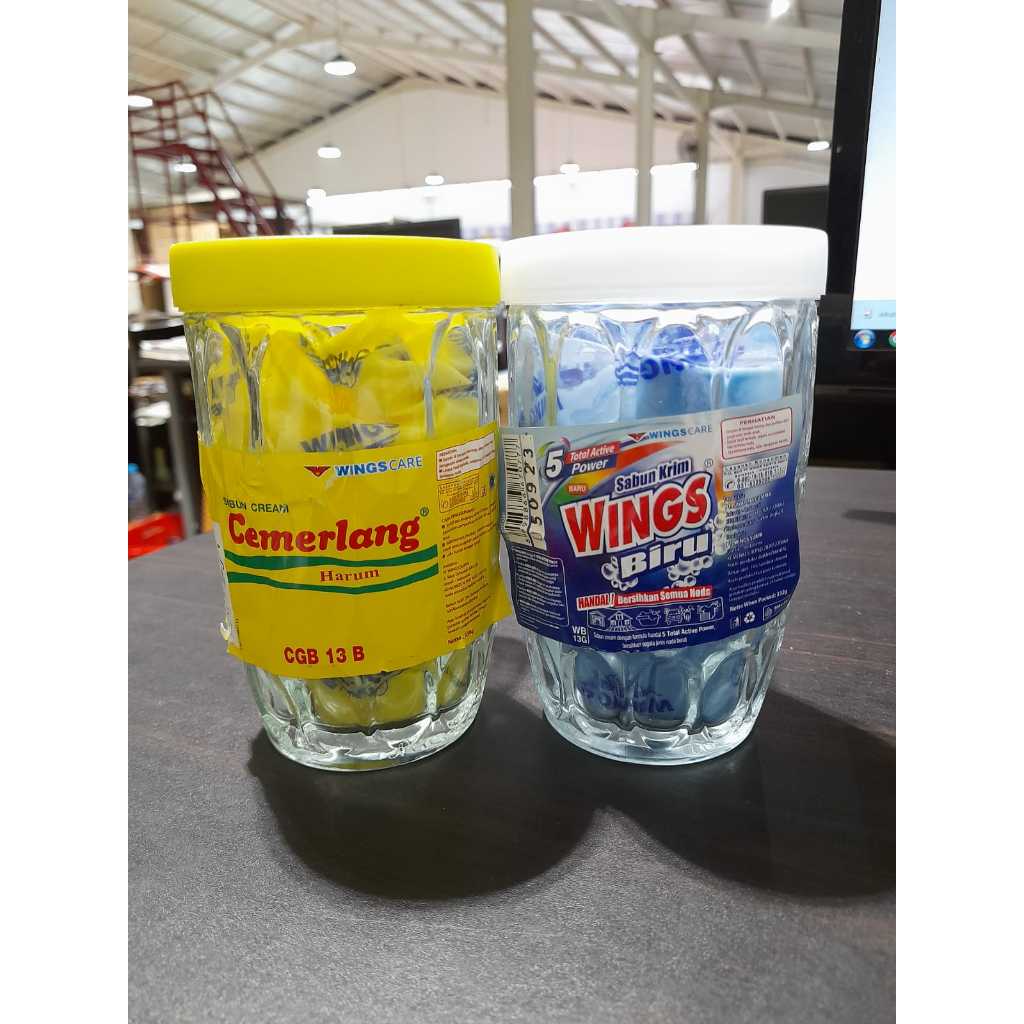 SABUN CREAM WINGS BIRU & CEMERLANG 350 gr - GELAS BESAR