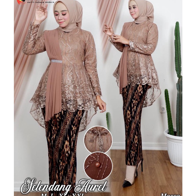 Kejar Promo (COD)> SET KEBAYA BLOUSE SELENDANG AUREL - MODEL KEBAYA TERLARIS 2021 - BAJU KEBAYA PEST