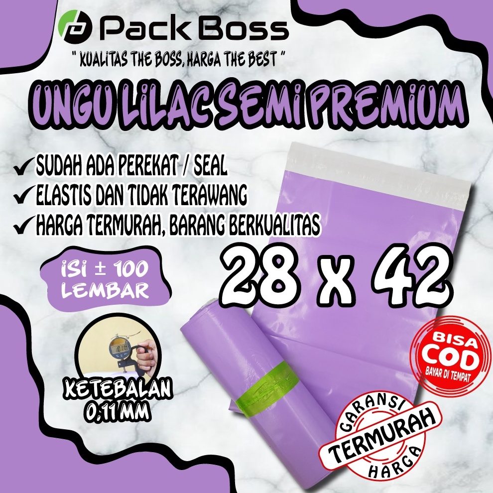 

Discount Today 28x42 UNGU LILAC SEMI PREMIUM POLYMAILER PACKAGING ONLINE ADA PEREKAT grosir