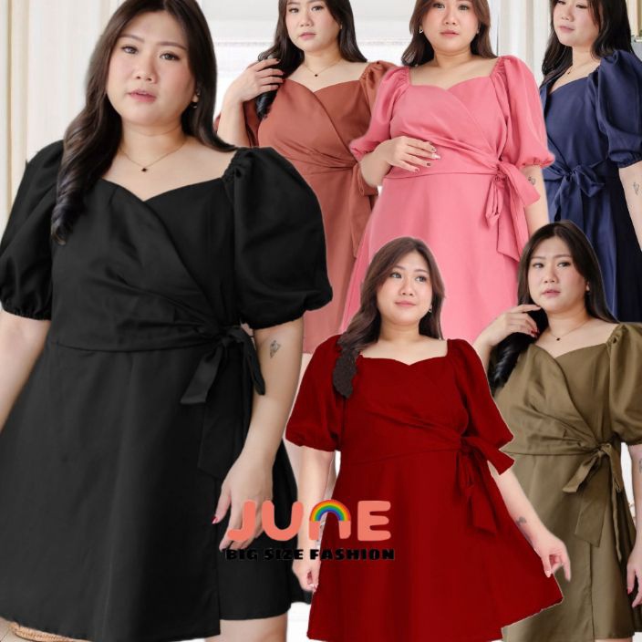 Star Seller, JUNE - DRESS JUMBO WANITA KEKINIAN / DRESS UKURAN BESAR LD 120 CM / DRESS POLOS JUMBO W