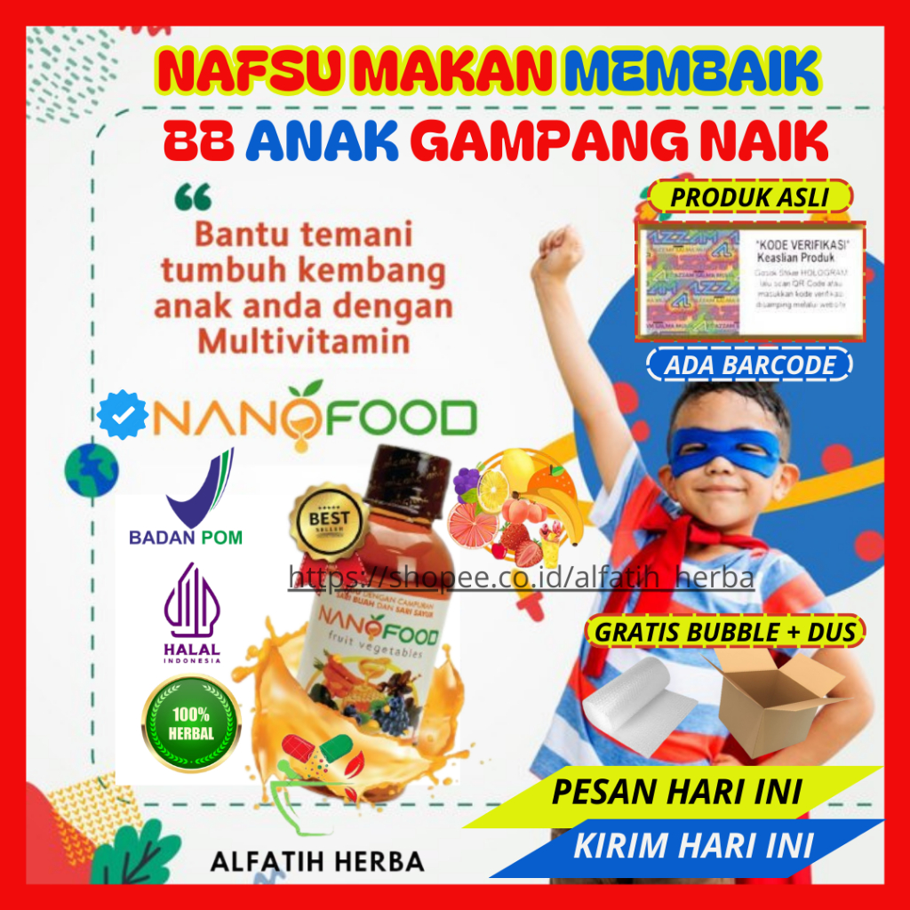 Madu Nano Food NanoFood Herbal Penambah Nafsu Makan Anak  Madu gemuk Badan Nutrisi Otak Anak Cerdas