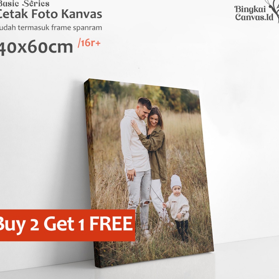Diskon Cetak foto kanvas 40x60cm 16R/Canvas photo print + spanram.