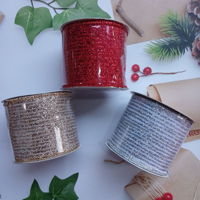 

Pita Natal YHL31-0250 Garis Hiasan Dekorasi Ribbon Wrapping Merry Christmas