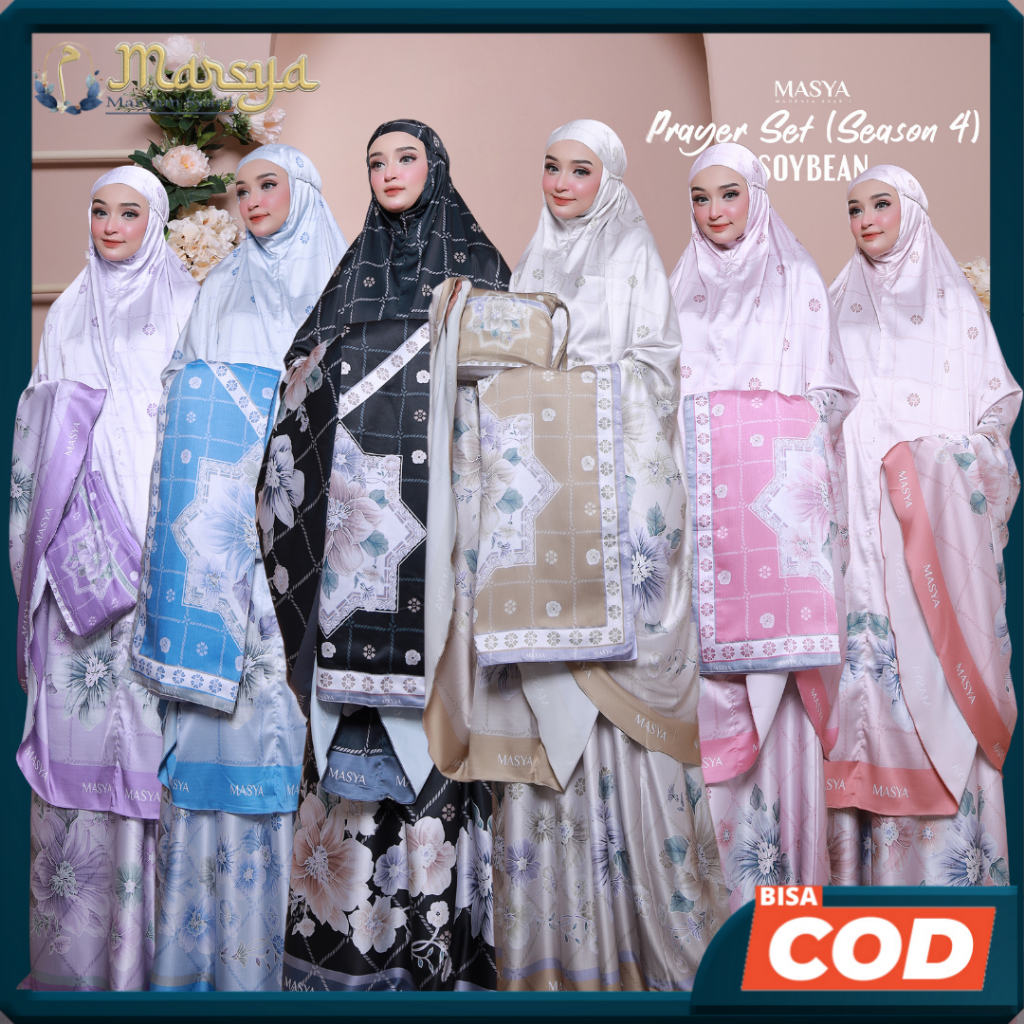 Mukena Mukenah Mewah Prayer Set Armani Silk Warna Hitam - Pink - Ungu - Biru Muda - Coklat - Olive -