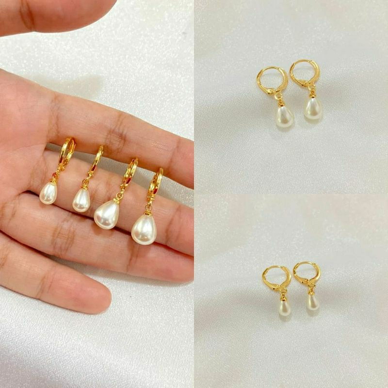 Anting Xuping / anting jepit mutiara oval