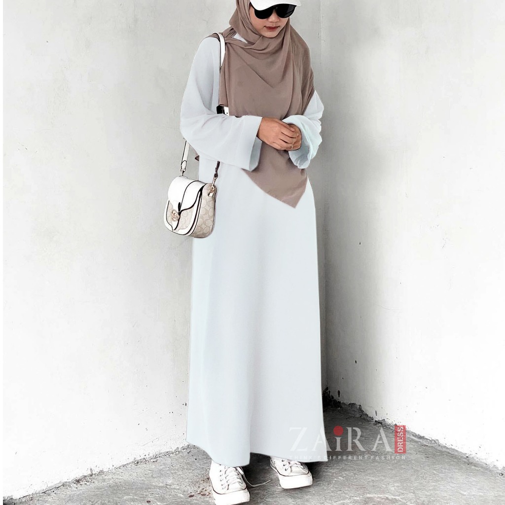 (Bisa COD) Zaira Dress Gamis Wanita Muslim Abaya Madina / Basic Abaya Polos Gamis Umroh Kekinian