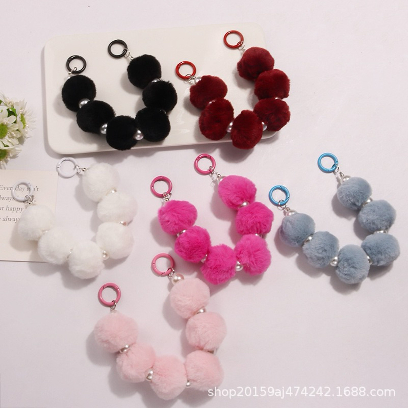 Pom Pom Pearl Cantolan Tali Gantungan HP Universal Airpods Phone Strap Key Chain Lanyard Lucu