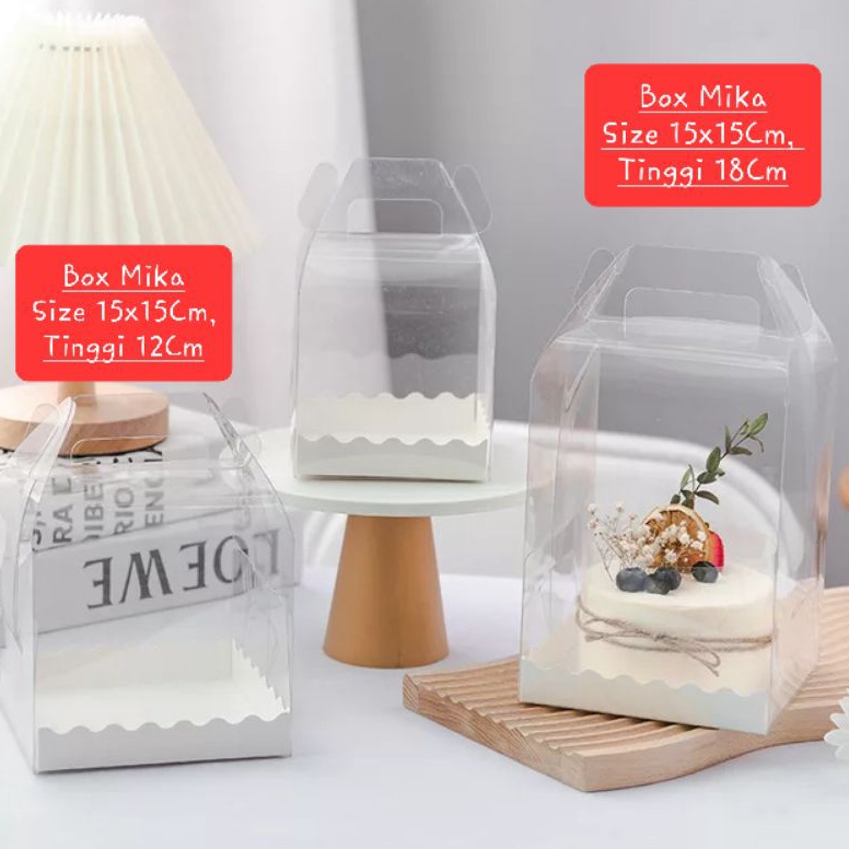 

(ORIGINAL) Box Mika Cake Tenteng (10Pc). Kotak Kue Tart Transparan