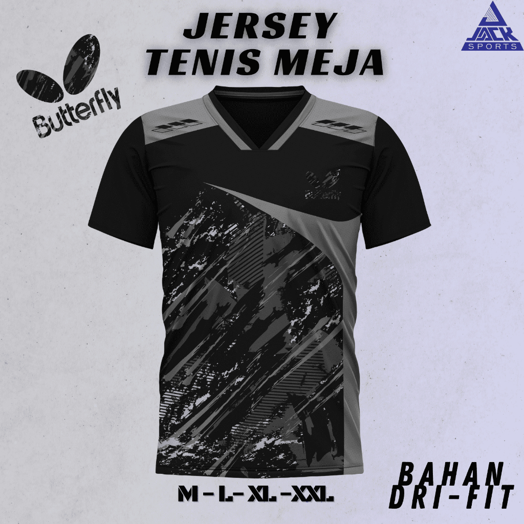 JLDTB-01 LOGO BWANA HITAM TENIS MEJA BAHAN DRIFIT PREMIUM | JERSEY TENIS MEJA| BAJU TENIS MEJA| OLAH