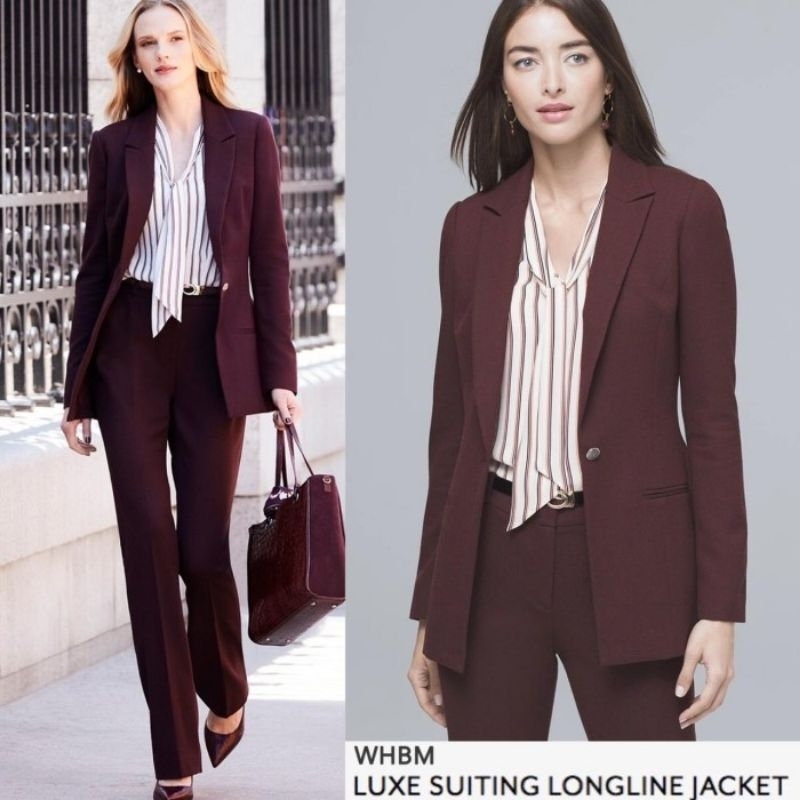 WHBM luxe suiting blazer maroon