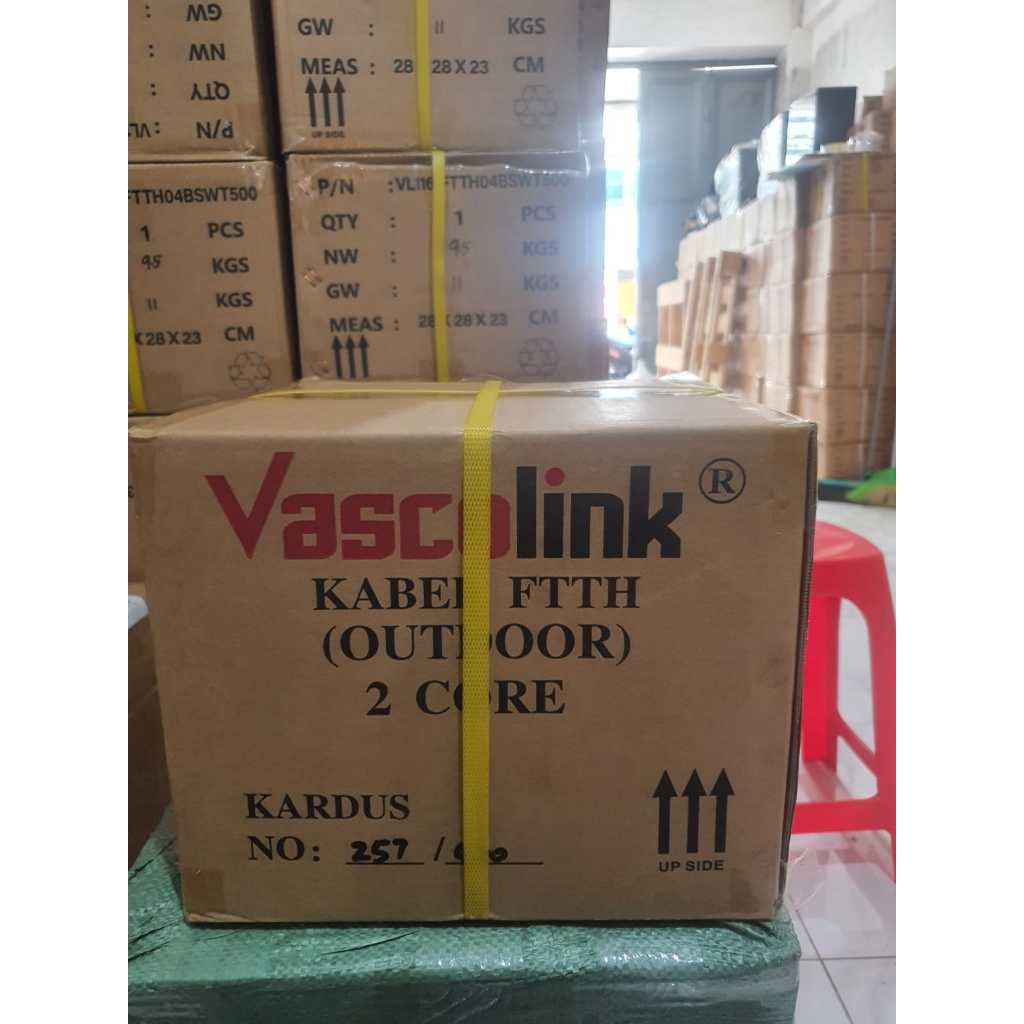 Kabel FO Fiber Optik 2 Core 3 Sling Baja Outdoor 500 Meter vascolink