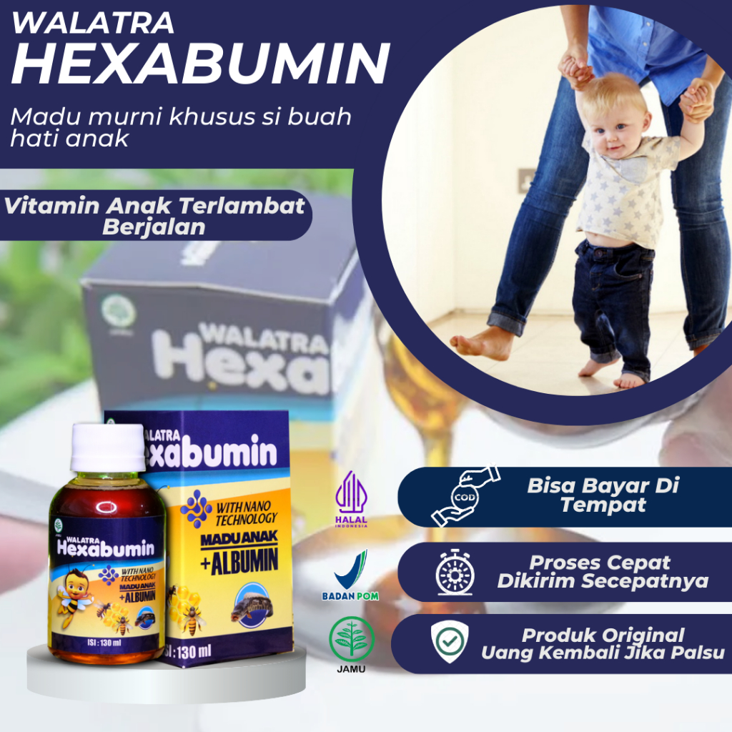 Hexabumin Madu Anak - Vitamin Penguat Tulang Anak Saat Belajar Berjalan, Mengatasi Anak Terlambat Be
