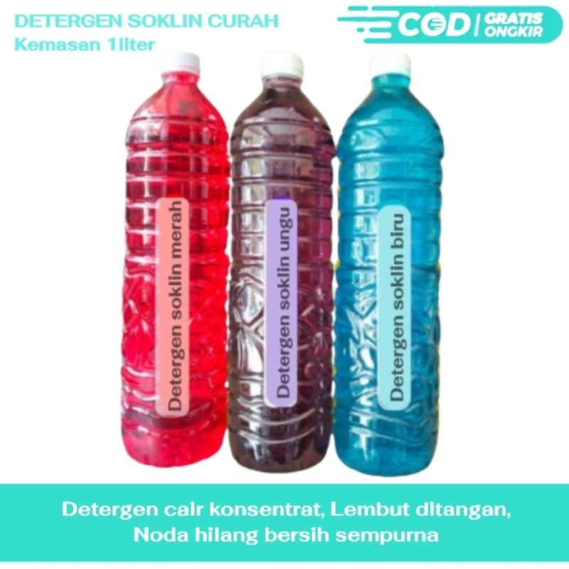Detergent soklin Cair 1liter, Detergent cair laundry premium