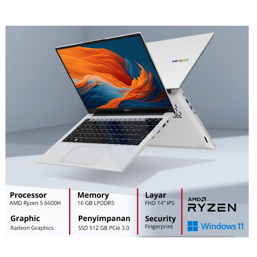 ADVAN Laptop Workplus AMD Ryzen 5 6600H 14'' FHD IPS 16Gb 512Gb Win 11