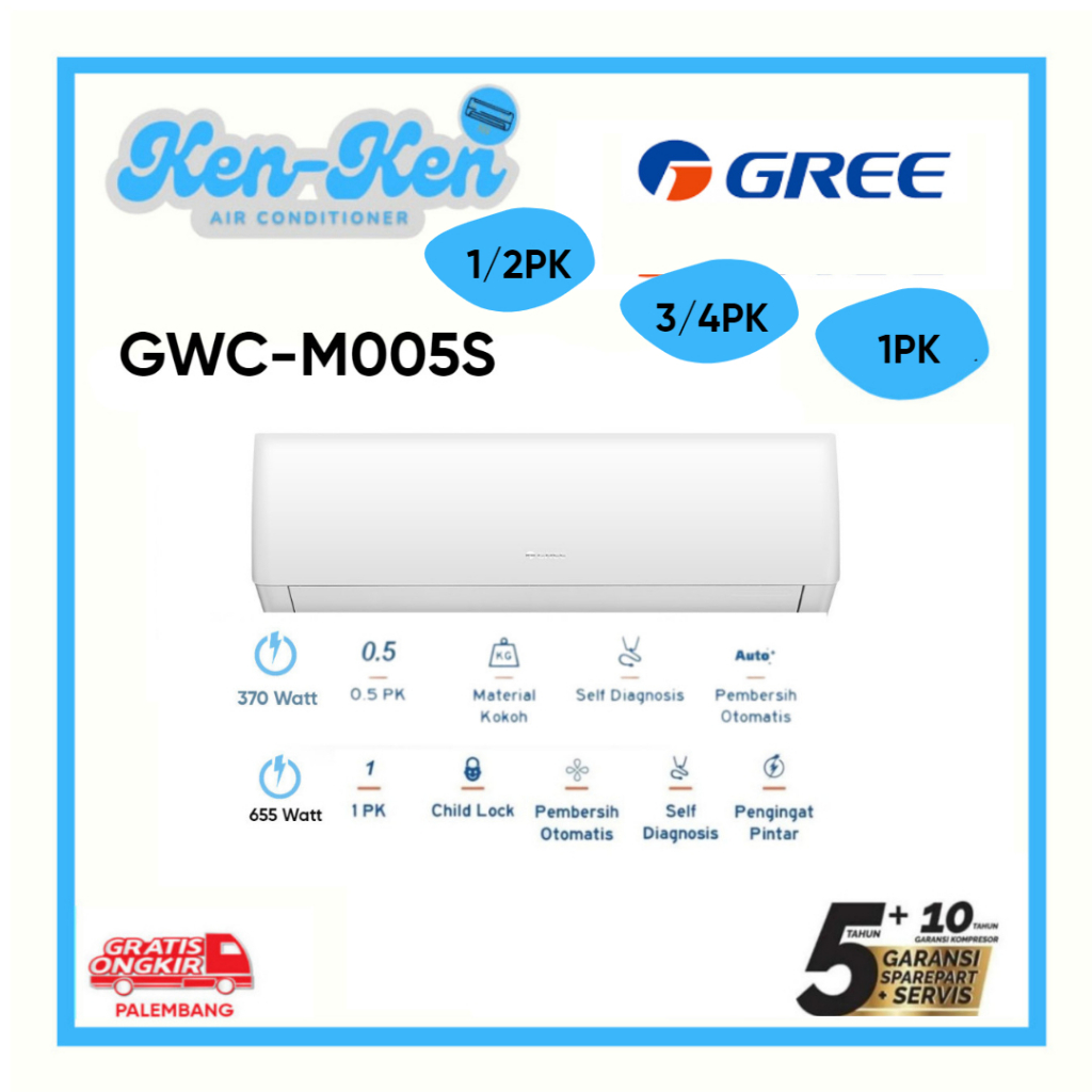 AC 1/2PK-1PK GREE STANDARD AC GREE GWC-M005S