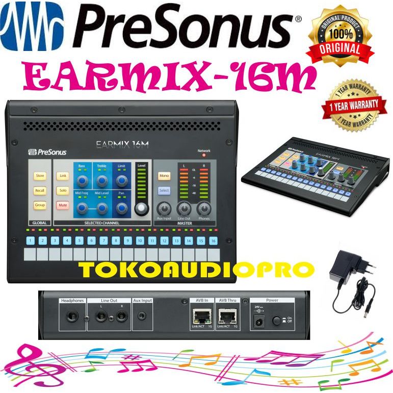 PreSonus EarMix 16M AVB Personal Monitor Mixer Controll Presonus Earmix 16-M