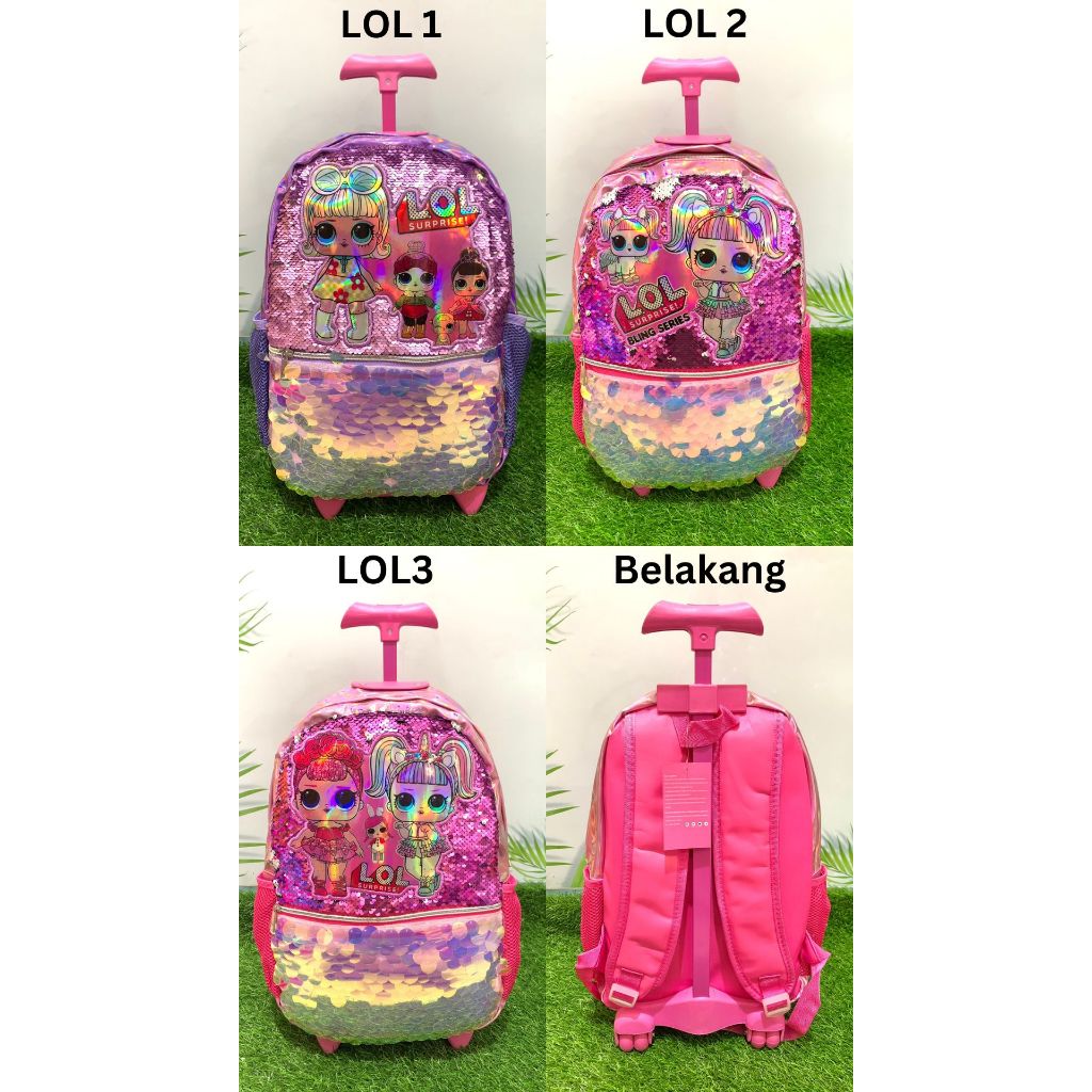 Tas Anak Ransel Sekolah SD 16 inch Motif Karakter Kartun / Tas Manik Sequin Fliip Hologram / Tas Rod