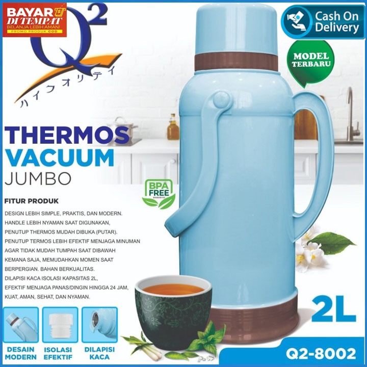 THERMOS Q2-8002 / TERMOS Q2 8002 / THERMOS VACUUM JUMBO 2L Q2-8002 / TERMOS AIR PANAS 2 LITER / THER