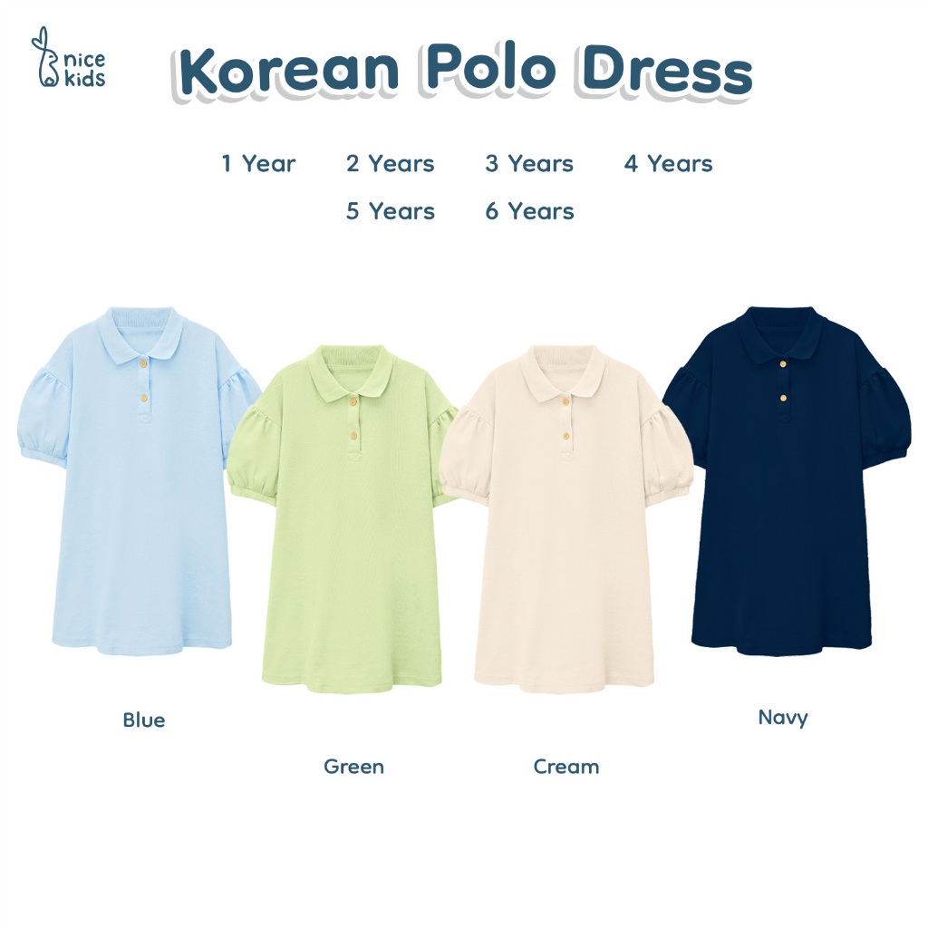 Nice Kids - Korean Polo Dress (Dress Anak Perempuan 1-6 Tahun)