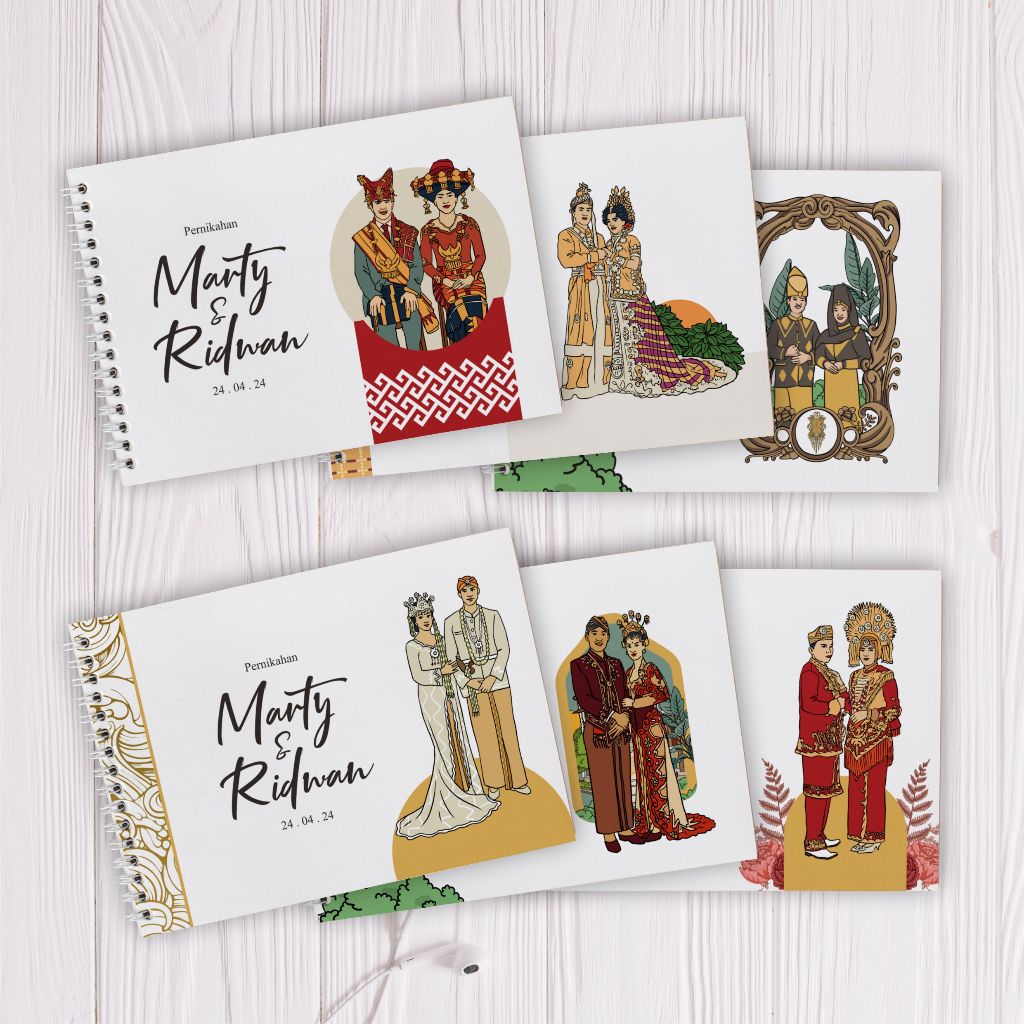 Buku Tamu Custom Pernikahan | Soft Cover | Buku Tamu Wedding Adat Tradisional | Edisi 2