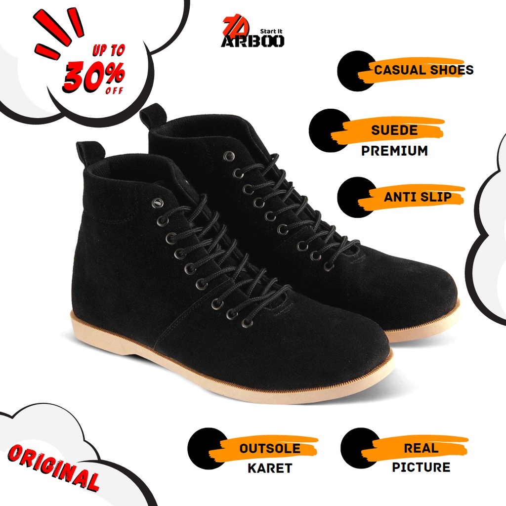 Sepatu Boot Pria Brodo Suede Arboo Original Real Picture