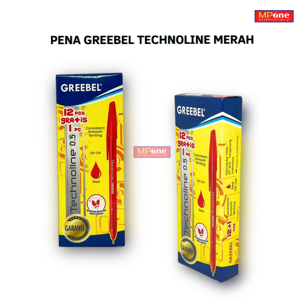 

(1KOTAK) Pulpen Technoline Merah / Pulpen Technoline Greebel Tinta Merah / Pulpen Greebel Technoline 0.5MM