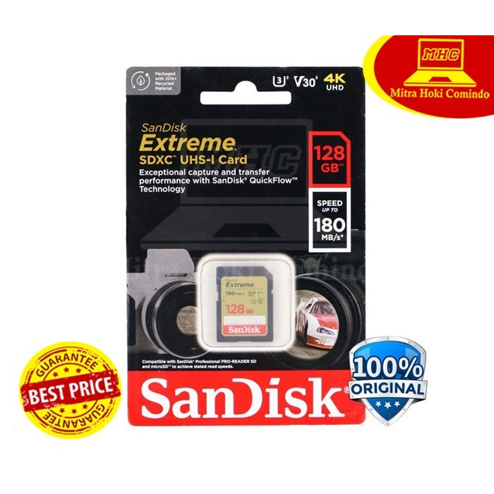 SD CARD SANDISK 128GB SD CARD SANDISK EXTREME 128GB 180MBPS SDSDXVA