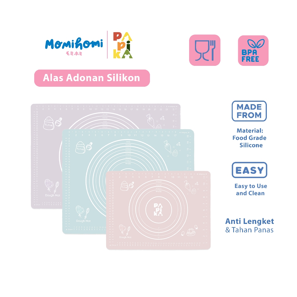 Papika Alas Adonan Kue Baking Bahan Silikon Anti lengket Tahan Panas / Tatakan Alas Ukur Adonan Sili