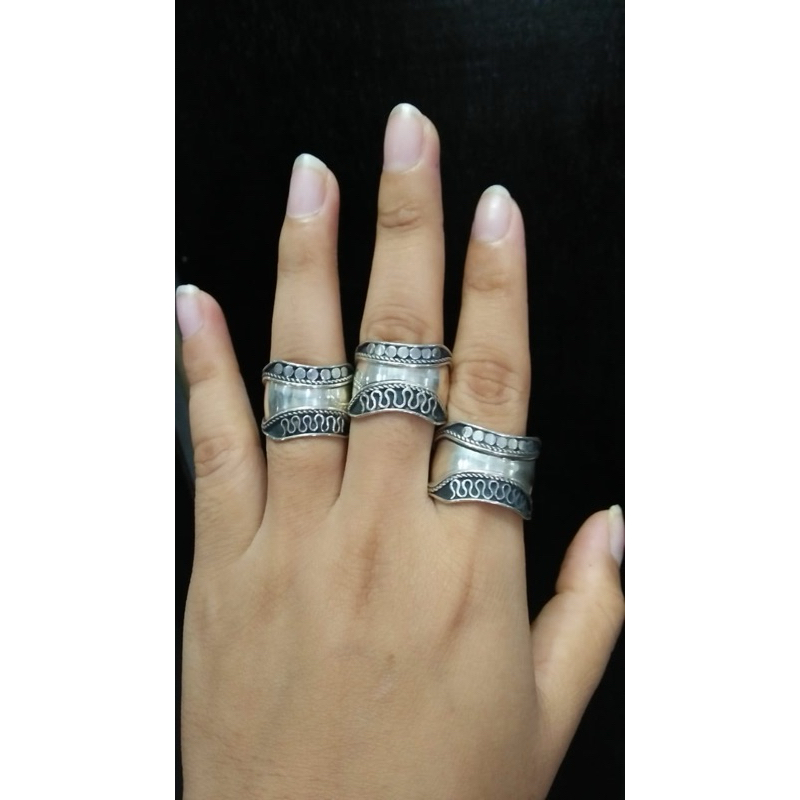 Cincin ring perak silver bali 925 lebar etnik hitam pria wanita custom elegant