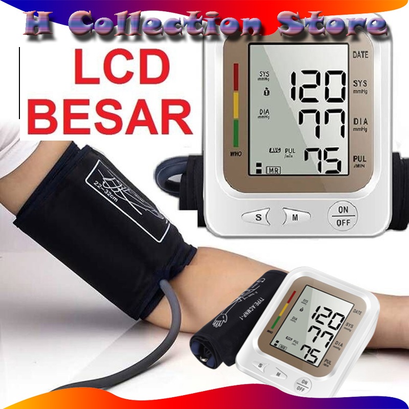 ⚡100% Garansi&amp;Original⚡Tensimeter Tensi Meter Pengukur Tekanan Blood Pressure Monitor Portable Digital Darah Alat LCD Besar