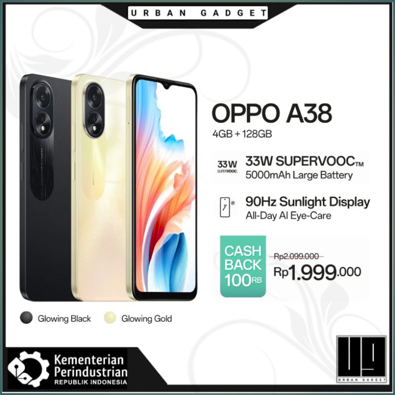 New OPPOA38 4/128GB [5000mAh SUPERVOOC 33W, 90Hz Sunlight DIsplay, 50MP AI Camera]