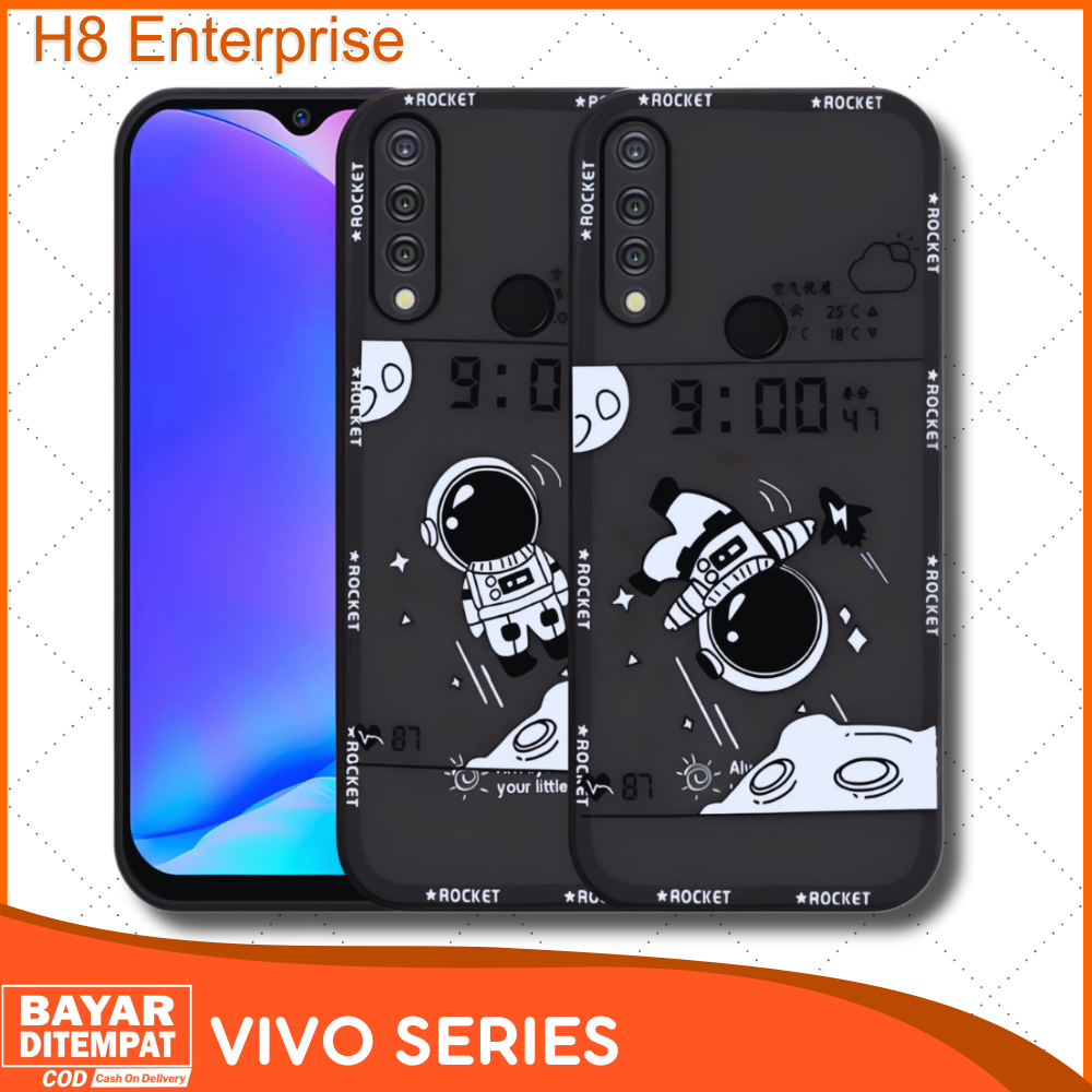 Case Vivo Y27 5G Y27S Y36 Y91 Y91C Y93 Y93 Fingger Y95 Casing Couple Black Up Down Astronaut Matte S