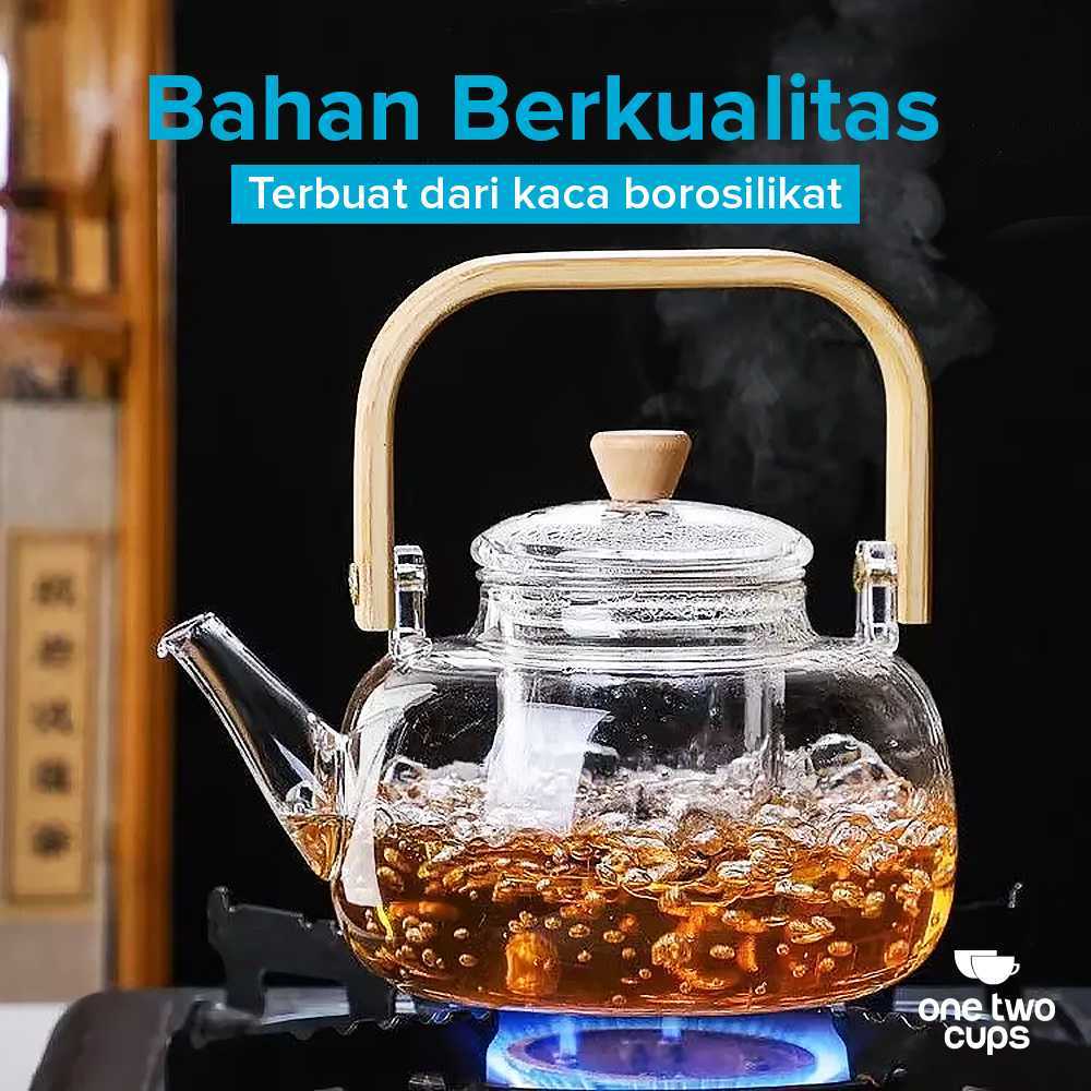 Teko Set Gelas Aesthetic Teko Teh Dengan Saringan Teko Kaca Tahan Panas Dan Api Tea Pot Set