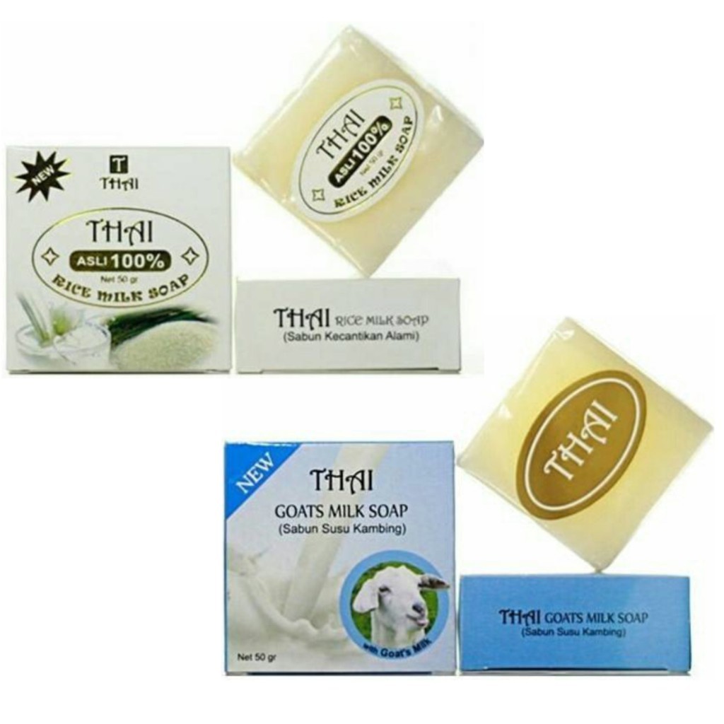Thai Sabun Goats Milk Susu Kambing - Rice Milk Bar Soap Beras Susu Thailand 50 gr Original BPOM