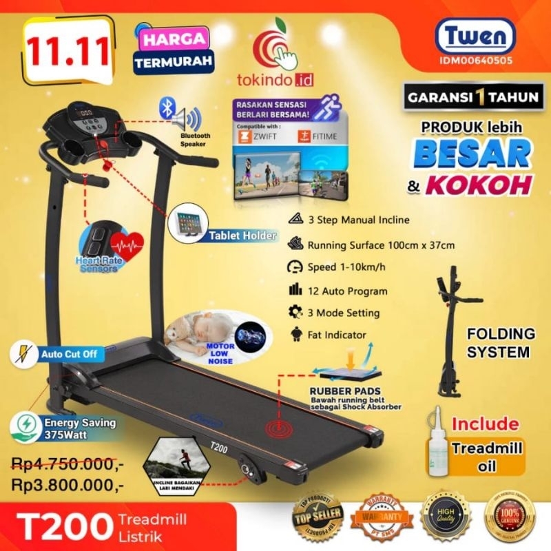 Treadmill elektrik motorized Twen T200