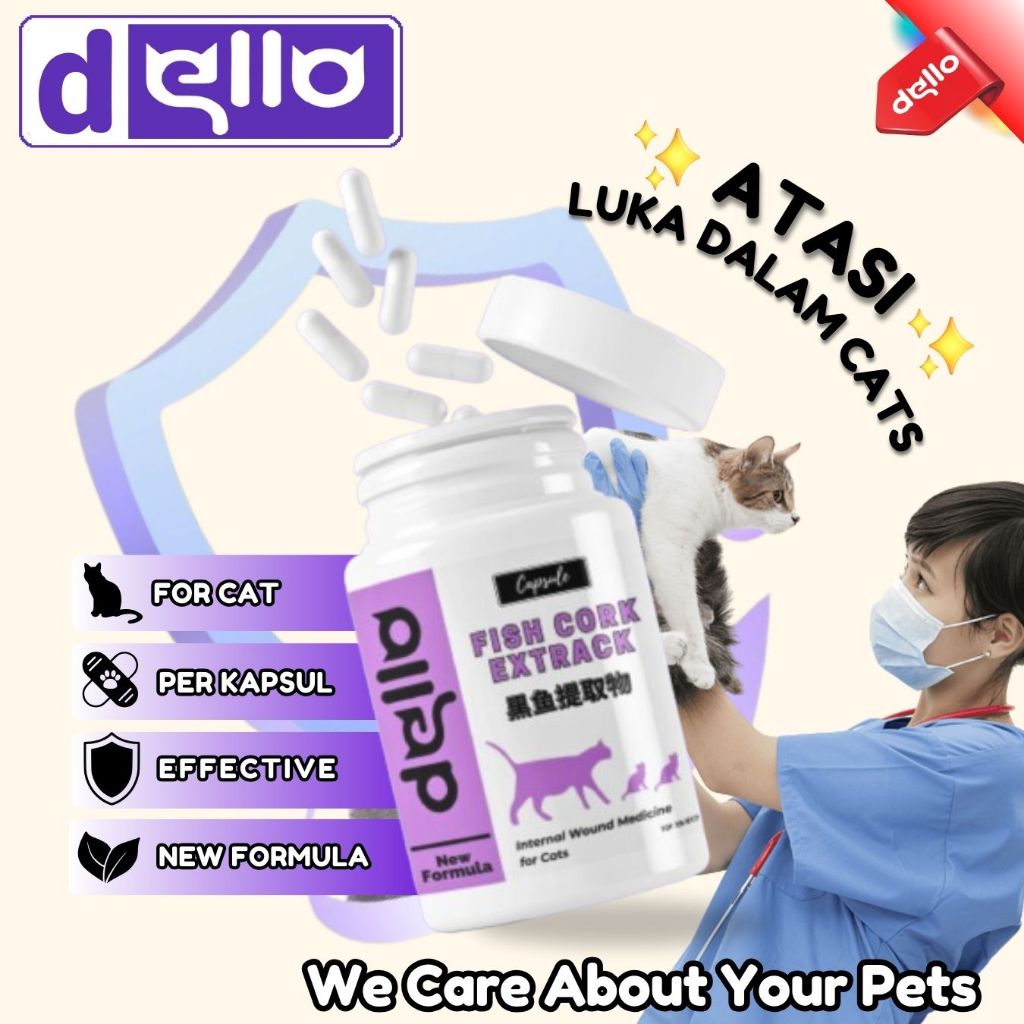Ekstrak Ikan Gabus Kutuk Vitamin Penambah Nafsu Makan Kucing & Penyembuh Luka Per Kapsul DELLO FOR C