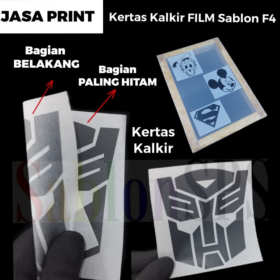 JASA PRINT KERTAS KALKIR FILM SABLON F4