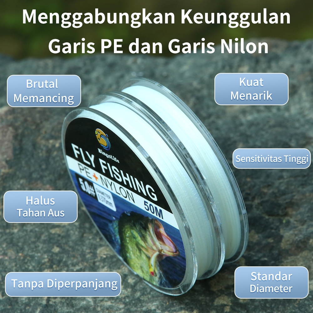 Senar Pancing Terkuat Ukuran Kecil Max 40kg Fly Fishing Line Putih 0.1#~5# PE + Nilon