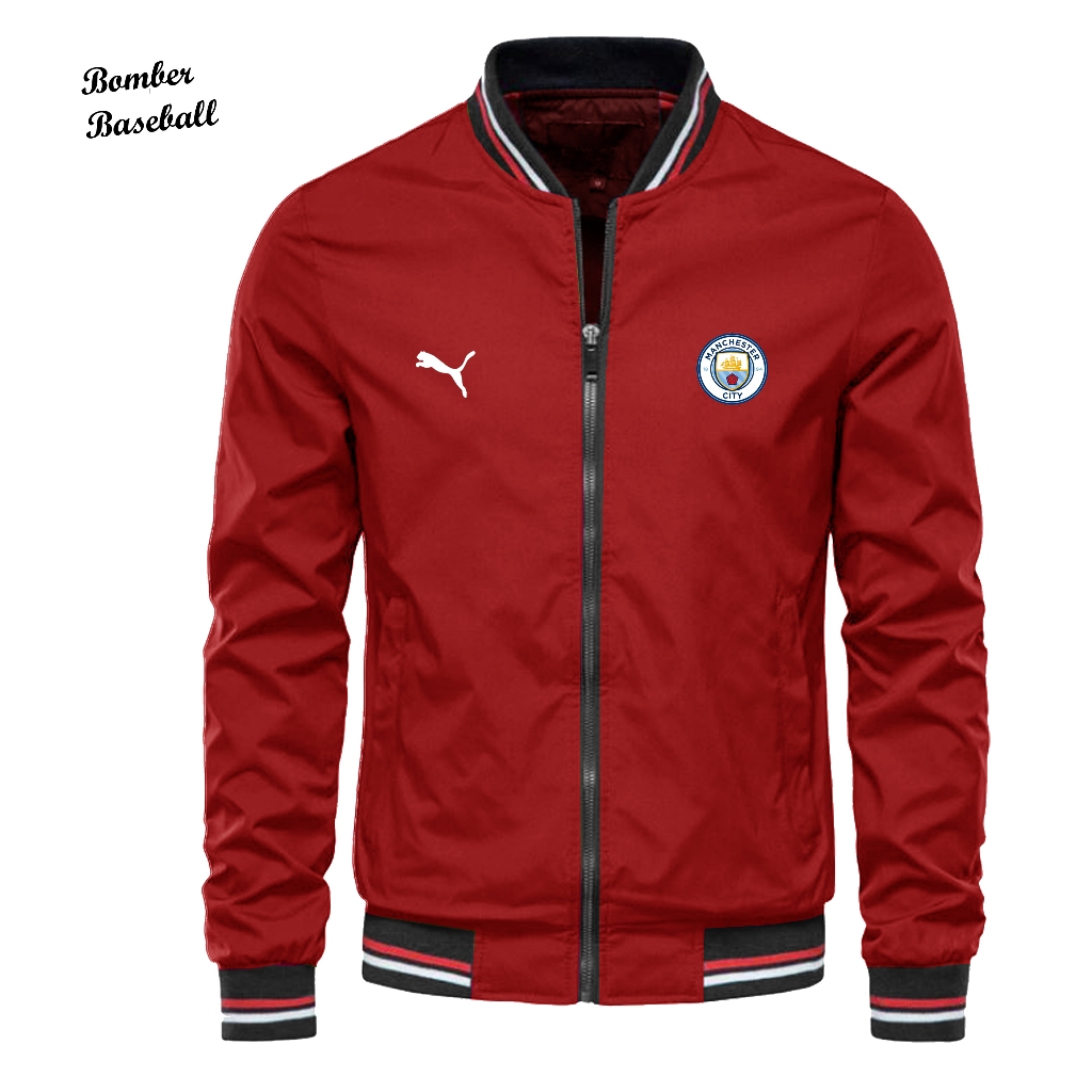 jaket baseball logo manchester city terbaru jacket bisbol pria premium jaket pria bomber terbaru