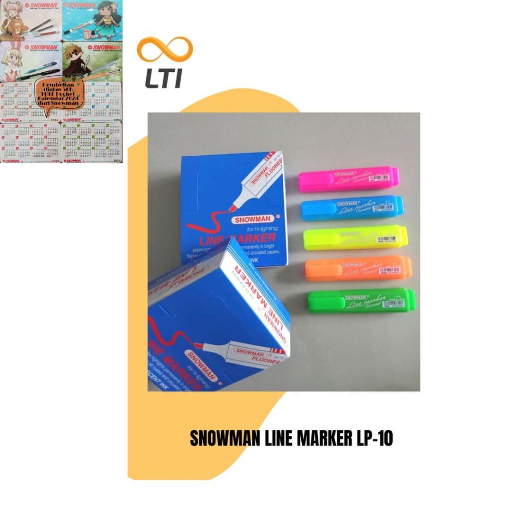 

Line Marker Snowman Fluorescent highlighter Penanda Tulisan LP - 10 / PCS - HEMAT