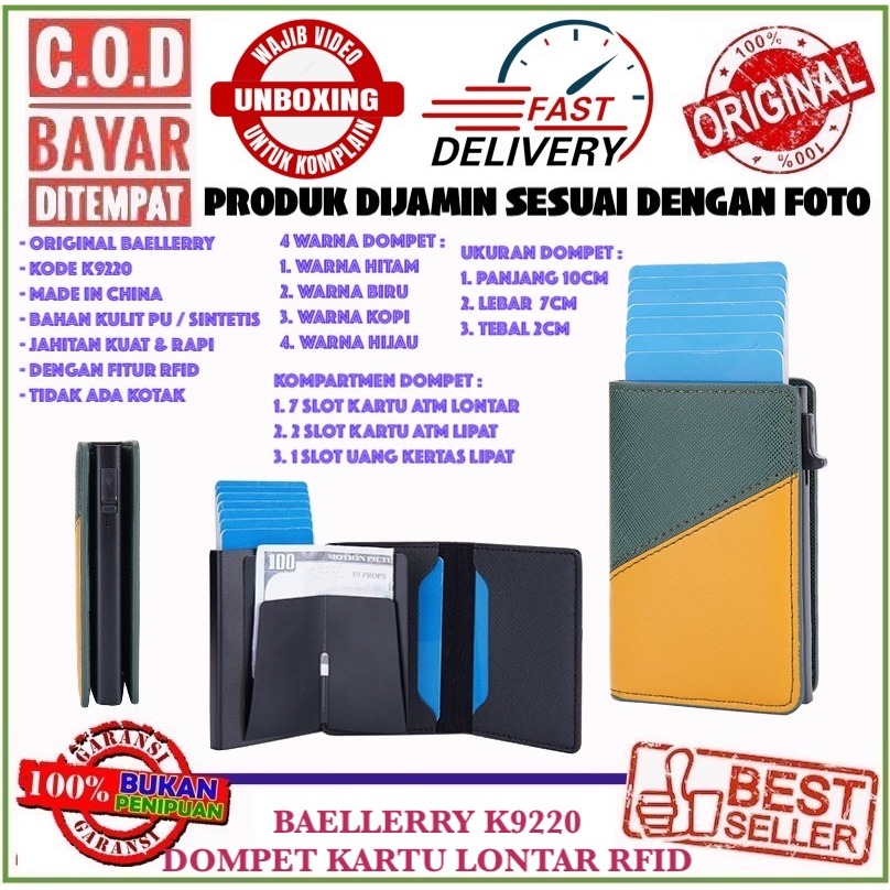 BAELLERRY K9220 DOMPET KARTU MINI LONTAR DENGAN RFID CARD WALLET