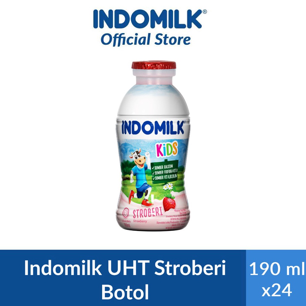 

Ready Stock!! Indomilk Strawberry Botol 190 ml x 24 [1 Karton] 8380